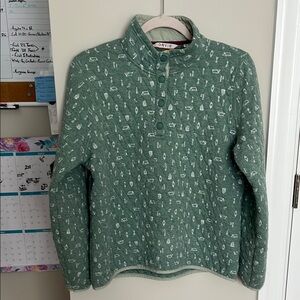 M, Orvis, Quilted, Snap Henley, Camping Print, Pull Over